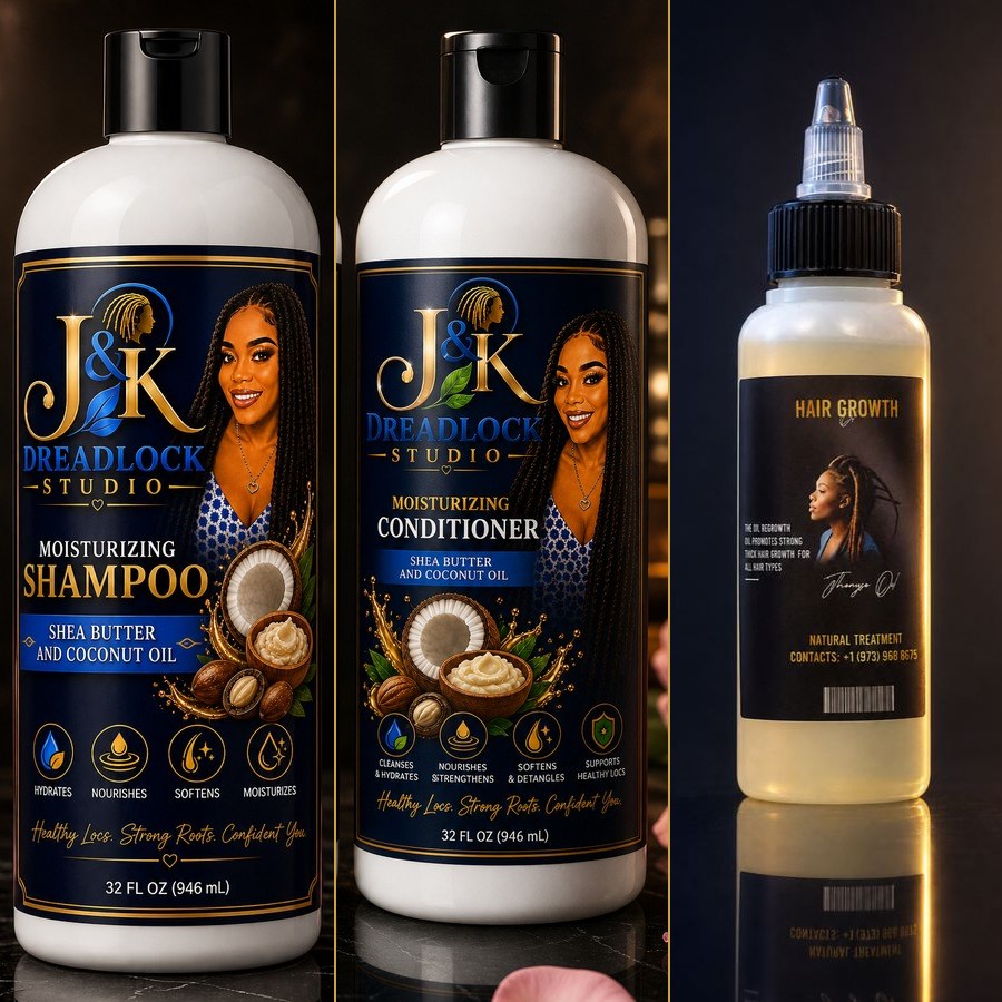 J&K Shampoo, Conditioner and Jhenyse Hair Growth Oil bundle